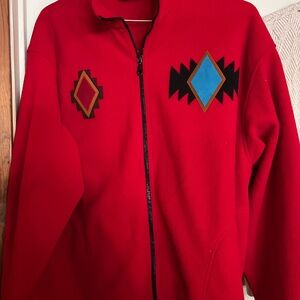 Akwa made in the USA red Jacket with Aztec Patterns